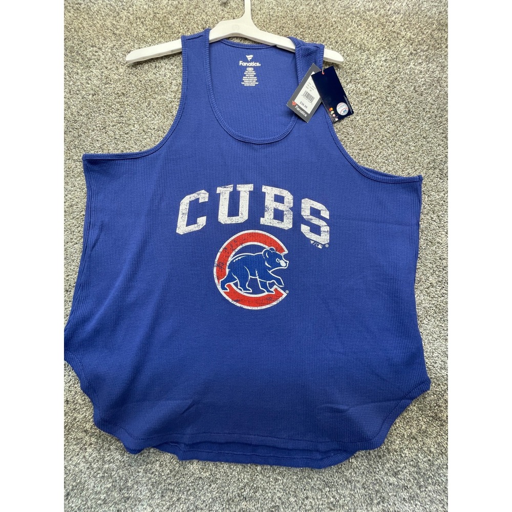 Fanatics Chicago Cubs Tank Top MEN 2X Royal NEW Waffle Knit Graphic